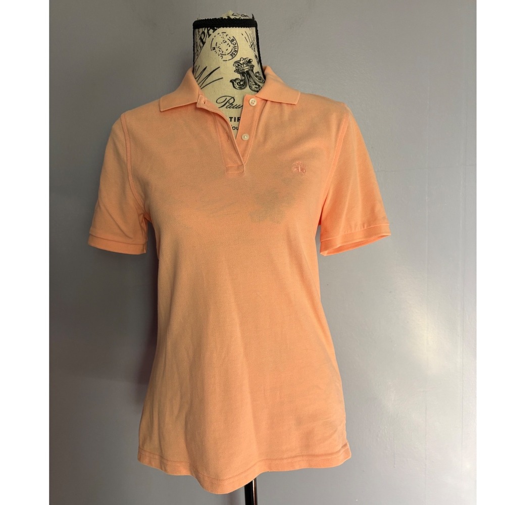 Brooks Brothers Womens Performance Polo Shirt Peach Orange Cotton Pique XS